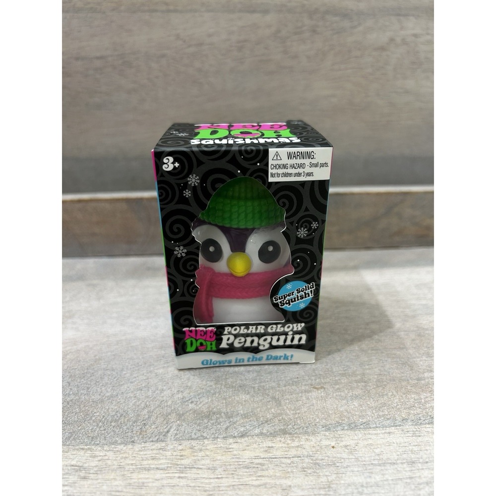 Schylling NeeDoh Squishmas Polar Glow Penguin Glow in the Dark Fidget Toy NEW